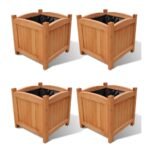 Hochbeete Massivholz 30×30×30 cm – 4er Set Pflanzgefäße für Rasen & Garten, Kräuter & Gemüse
