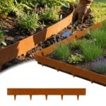 Cortenstahl-Rasenkante 10 m – Abgerundete Oberseite, DIY Beeteinfassung für Obstgärten & Beetbegrenzung, 10 cm Höhe, Rostbraun