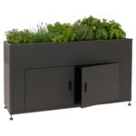 Metall-Hochbeet mit Stauraum 91×161×51 cm – Entwässerungssystem, Magnetverschluss, rückenschonendes Gärtnern, Anthrazit