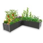 L-förmiges Hochbeet verzinkter Stahl 188×188×45,7 cm – Metall-Pflanzkasten für Gemüse, Kräuter & Blumen, rostfrei, Quarzgrau